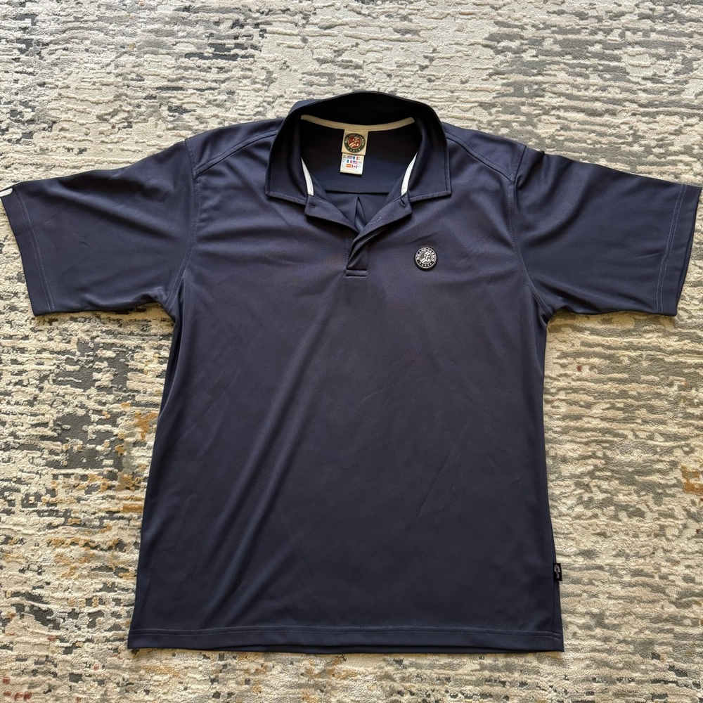 Vintage 2002 Adidas Roland Garros Paris Polo Shirt Navy Tennis Climalite Mens XL